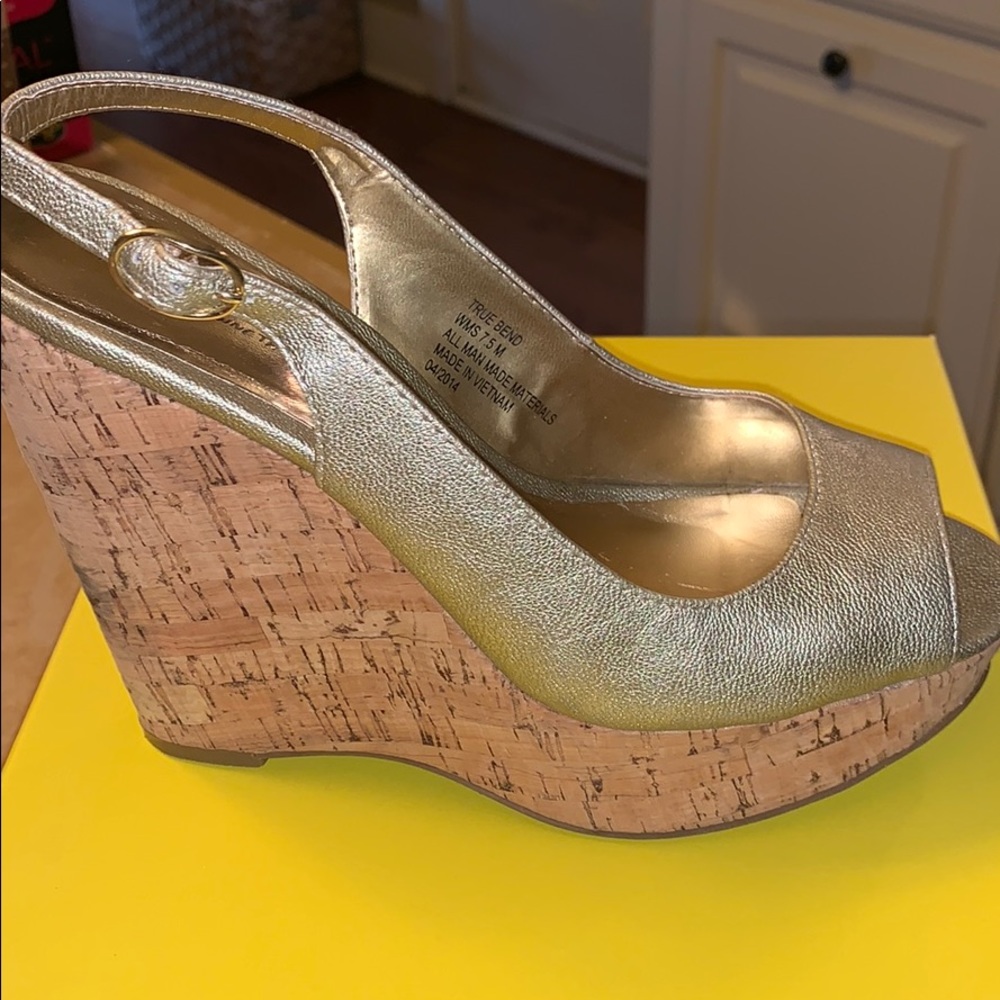 Gold Cork Wedges by Kenneth Cole